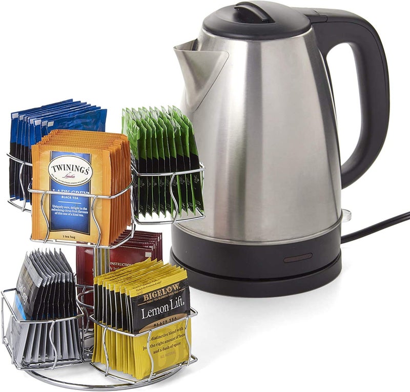 Nifty Solutions Nifty Tea Bag Spinning Carousel - 6 Compartments, Up to 60 Tea Bags Storage, Spins 360-Degrees, Lazy Susan Platform, Modern Chrome Design, Home or Office Kitchen Counter Organizer - Image 5