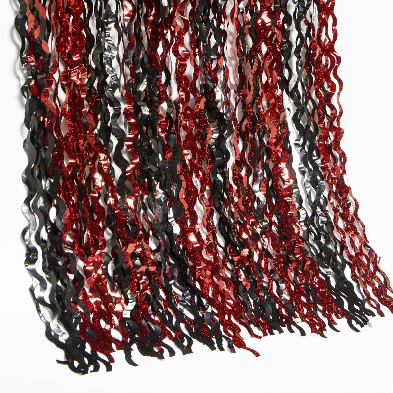 KEEUH 4 Pack Sparkle Red and Black Fringe Curtain - 3.3x6.6 Feet Tinsel Streamer for Birthday Decorations | Halloween Decorations | Casino Theme Party Decorations | Red Carpet - Image 4