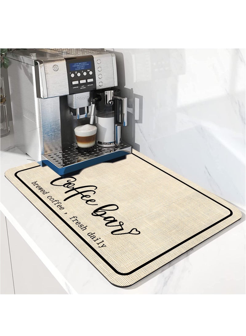 XiuWoo 40x60cm Coffee Bar Mat, Rubber Dish Drying Mat for Kitchen Counter, Coffee Mat for Home Bar Gift Kitchen Mat, Coffee Bar Accessories Decorative, Coffee Shop Dish Drying Pad Rubber Rectangle Beige - Image 2