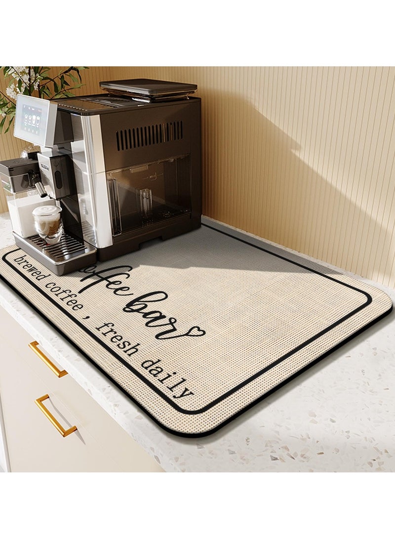 XiuWoo 40x60cm Coffee Bar Mat, Rubber Dish Drying Mat for Kitchen Counter, Coffee Mat for Home Bar Gift Kitchen Mat, Coffee Bar Accessories Decorative, Coffee Shop Dish Drying Pad Rubber Rectangle Beige - Image 4