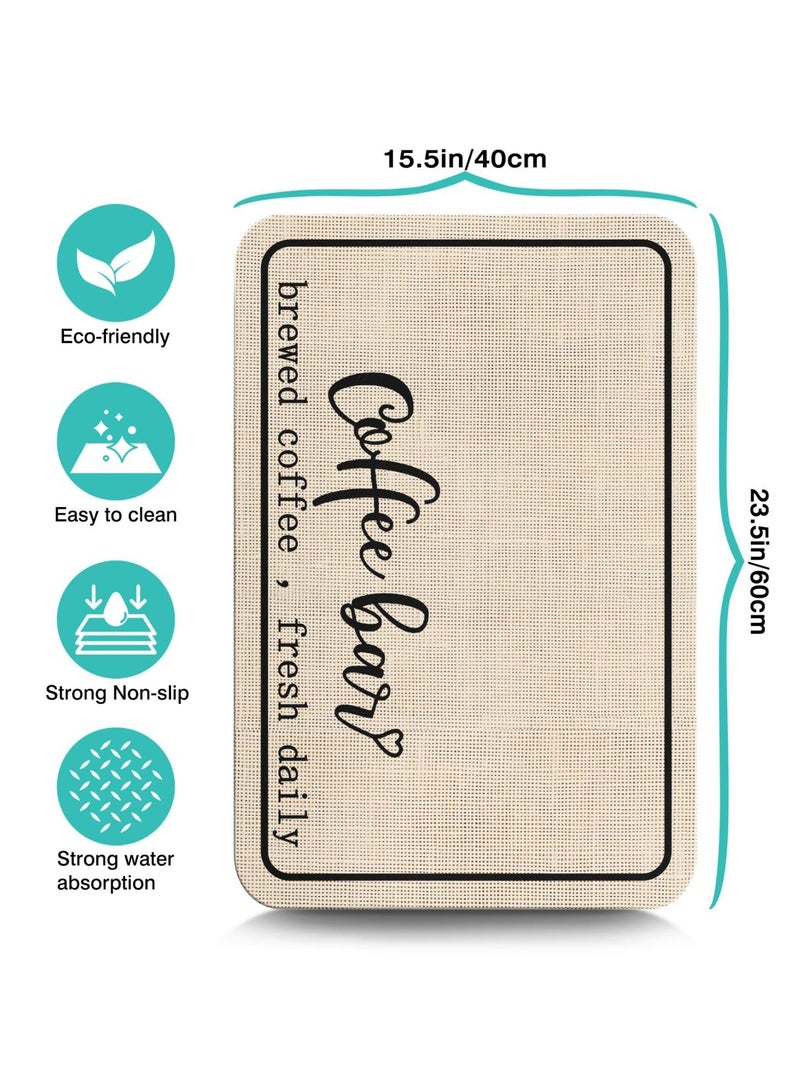 XiuWoo 40x60cm Coffee Bar Mat, Rubber Dish Drying Mat for Kitchen Counter, Coffee Mat for Home Bar Gift Kitchen Mat, Coffee Bar Accessories Decorative, Coffee Shop Dish Drying Pad Rubber Rectangle Beige - Image 5