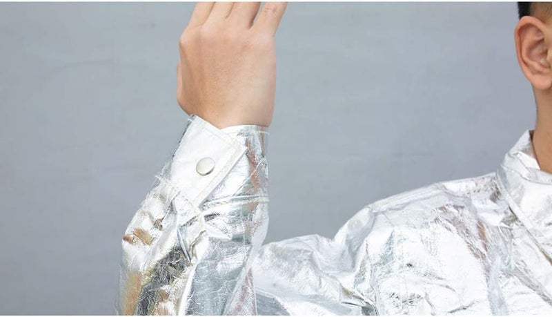 cheekyglo Heat Resistant Insulation Suit Anti Thermal Radiation Suit 300 degree Fireproof flameproof Composite Aluminium Foil Firefighter Uniform (XL) - Image 3