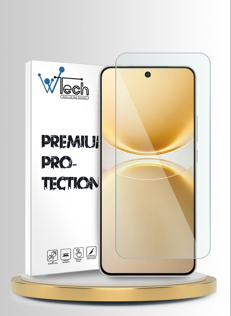 دبليو تيك واقٍ شاشة زجاجي مقسّى 9H 2.5D بحواف منحنية لسلسلة WTech المميزة لهاتف vivo Y500 Pro 5G 2025 (MSG9CN) - شفاف - Image 1