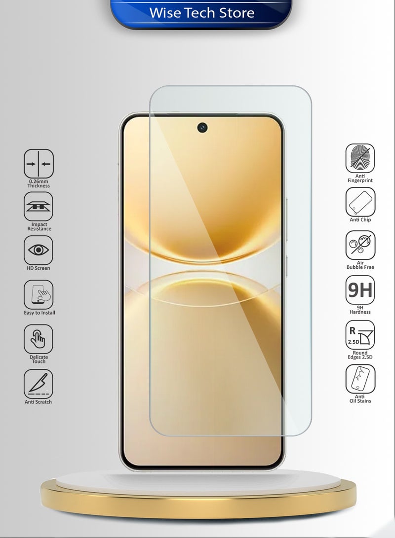 دبليو تيك واقٍ شاشة زجاجي مقسّى 9H 2.5D بحواف منحنية لسلسلة WTech المميزة لهاتف vivo Y500 Pro 5G 2025 (MSG9CN) - شفاف - Image 2