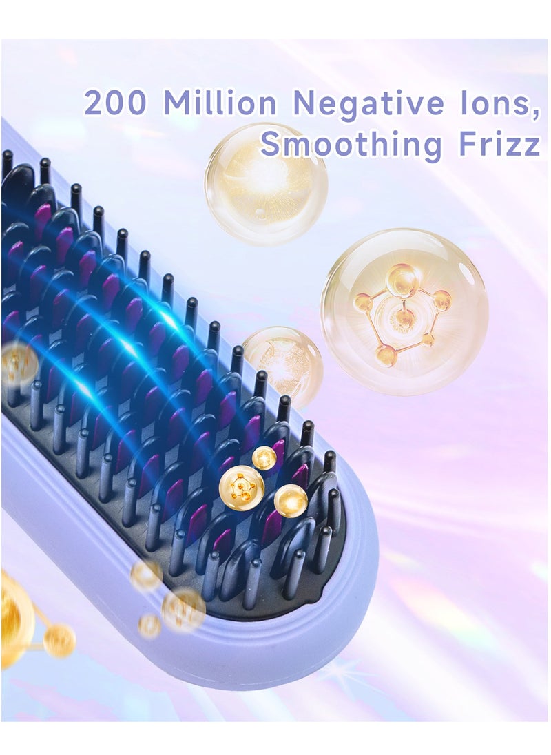 BOMIDI Wireless Hair Straightener Brush 4 Temperatures Adjustable 140-200℃ Portable Negative ion Hair Straightener Comb Type-C Charging 4000mAh Battery for Travel HB2-Purple  - Image 5