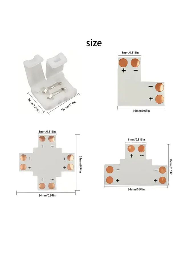 2pin 8mm LED Strip Light Connector No Welding Adapter Plate 4pcs Multi Component Pack - Image 3