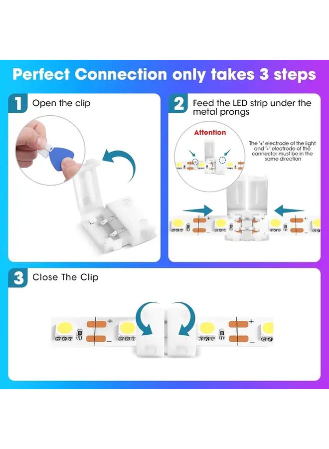 2pin 8mm LED Strip Light Connector No Welding Adapter Plate 4pcs Multi Component Pack - Image 4