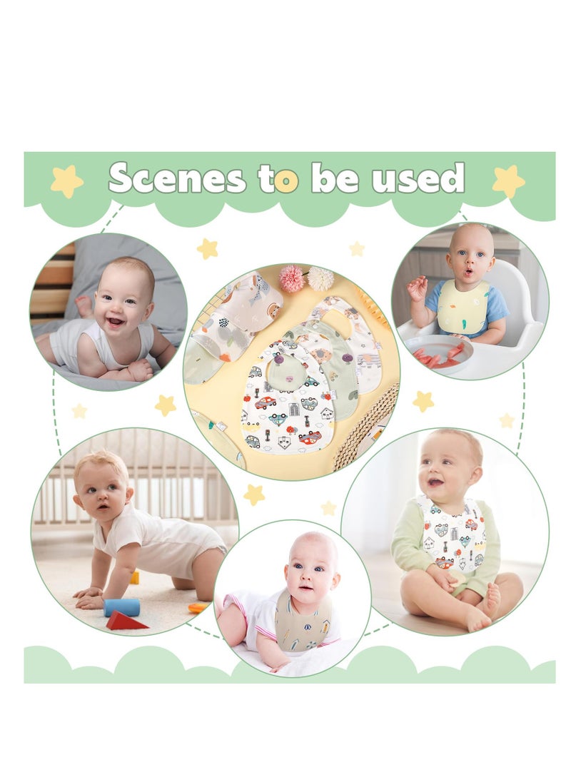 Bebiland - 8 Pack Dribble Bibs, Soft Cotton Baby Teething Bibs Waterproof Drool Bibs (Multicolour) - Image 1