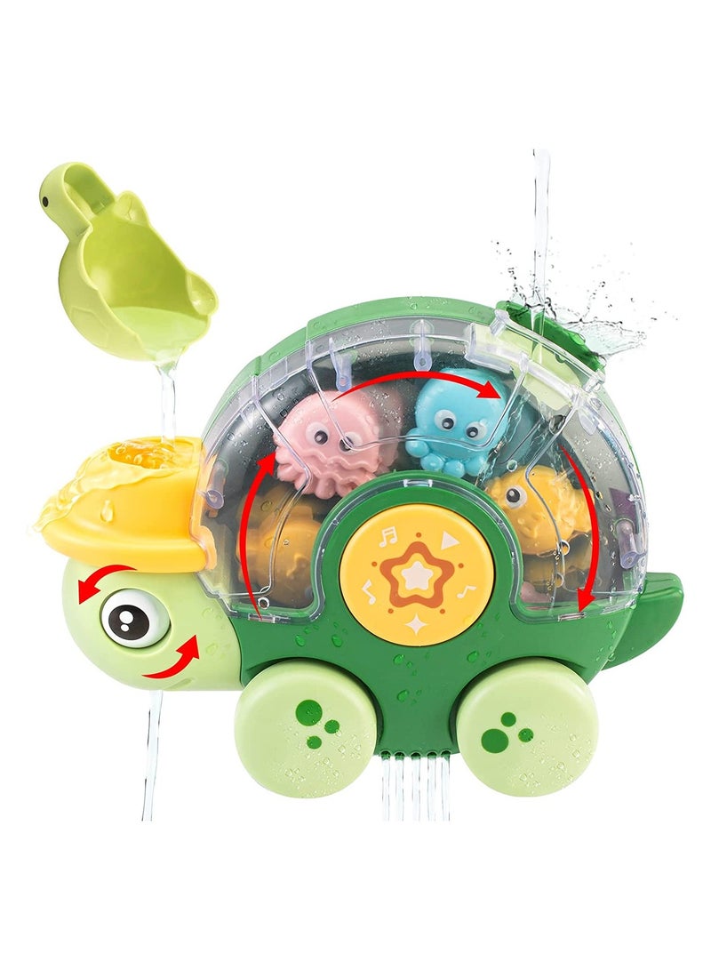 واي آند دي Bath Toys for Toddlers 18 Months+ Turtle Toy Baby 2 3 Years Old Bathtub Water Infant Girl Boy with Waterwheel Strong Suction Cups Car - Image 1