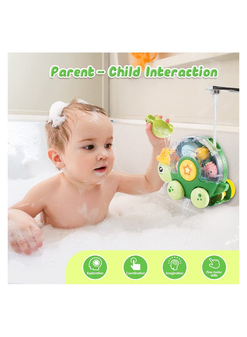 واي آند دي Bath Toys for Toddlers 18 Months+ Turtle Toy Baby 2 3 Years Old Bathtub Water Infant Girl Boy with Waterwheel Strong Suction Cups Car - Image 2