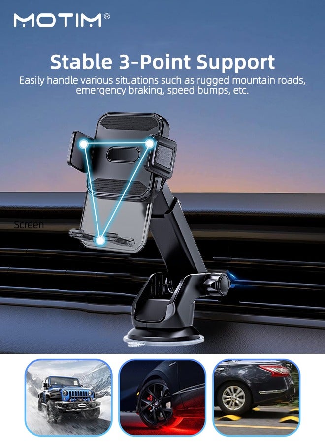 Motim Car Phone Holder Car Mount for Dashboard Windshield, Heat-Resistant Strong Suction Cup, One-button Release, Car Mobile Holder Fit for iPhone 16/15/14, Samsung S25/24/23, 4.7-7.2" Accessories  - Image 2