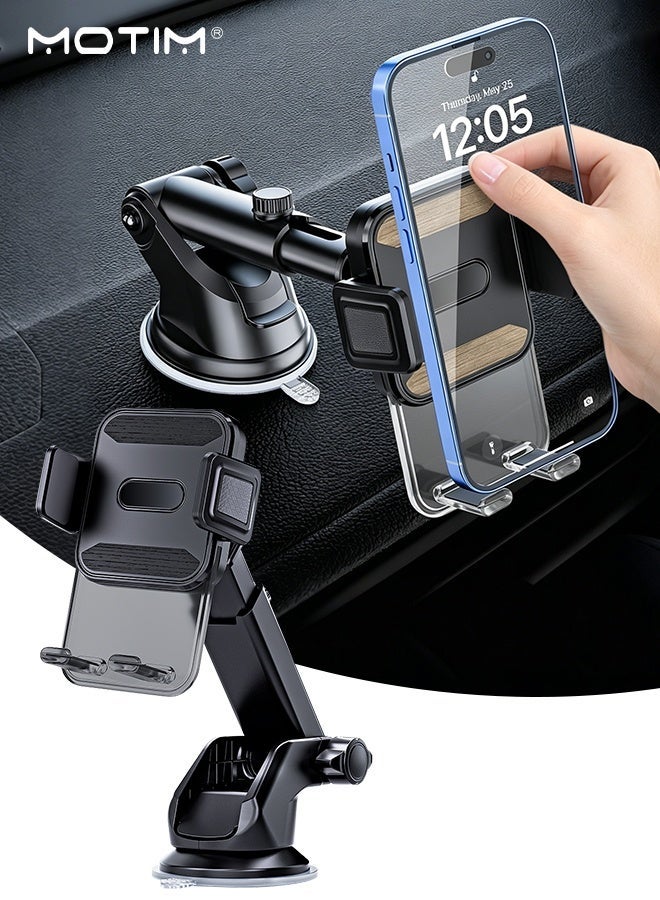 Car Phone Holder for Dashboard Windshield, Strong Suction Cup Anti Shake Car Mount, One-button Release, Car Mobile Holder Fit for iPhone 17/16/15/14, Samsung S25/S24/S23, 4.7-7.2" Most Phones
