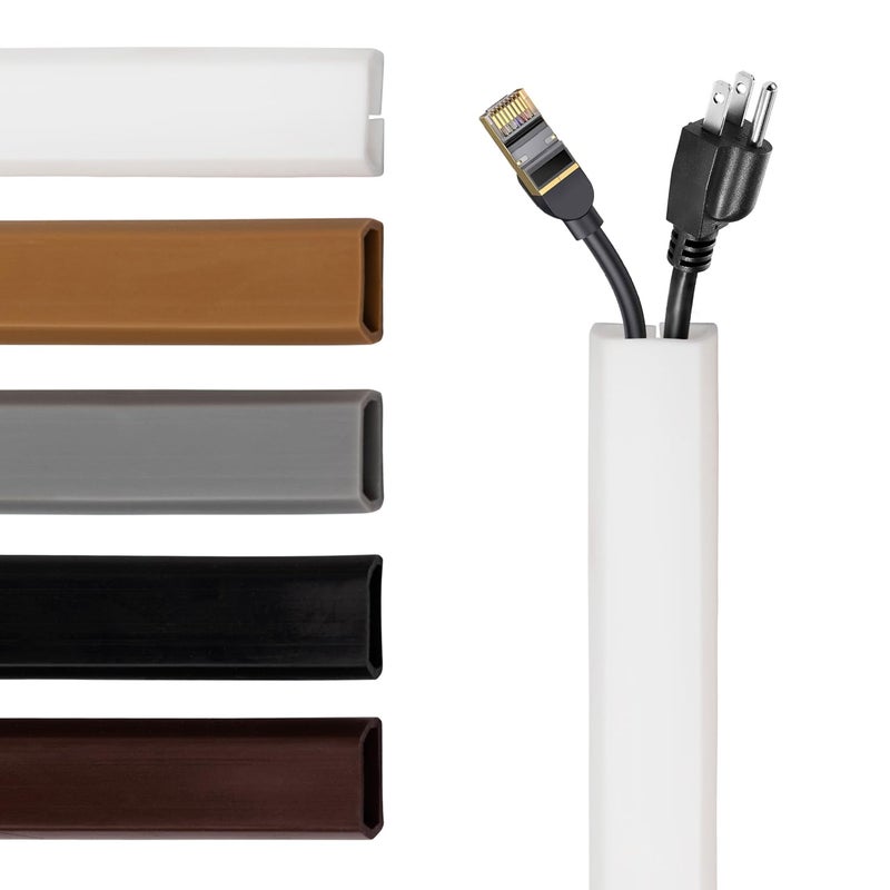 RUBBER BOND TV Cord Hider â€“ Flexible Wall Cord Cover Low Profile Silicone Cable Raceway Self Adhesive Cut to Size Design for Hiding Wires on Wall Clean Home Setup Cable Concealment, White, 6 Feet - Image 1