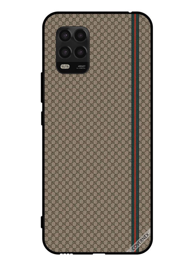 Covernex Protective Case Cover For Xiaomi Mi 10 Lite 5G Red & Green Strips On Brown Pattern  - Image 1