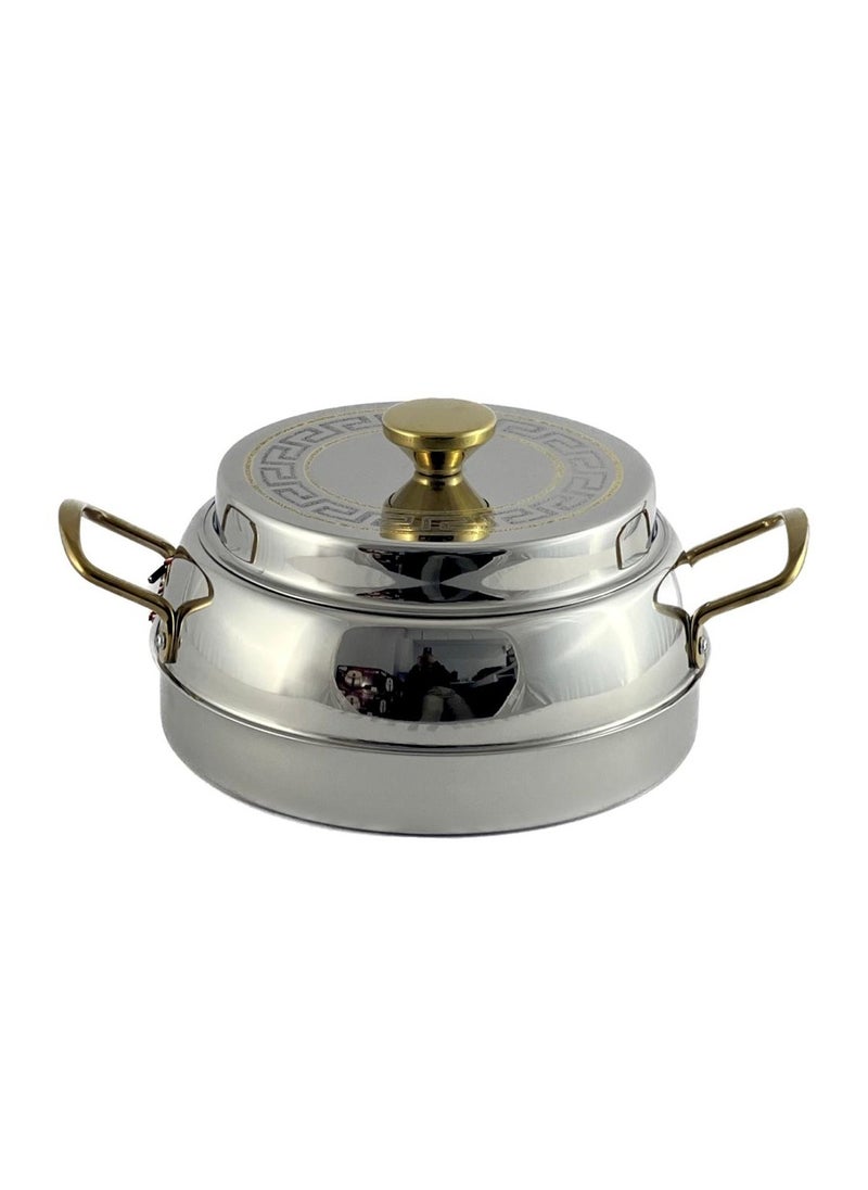 Homemaker Ellora Hotpot 5000ml Capacity - Air Tight Lid - High Quality Stainless Steel - Silver & Etching Gold 