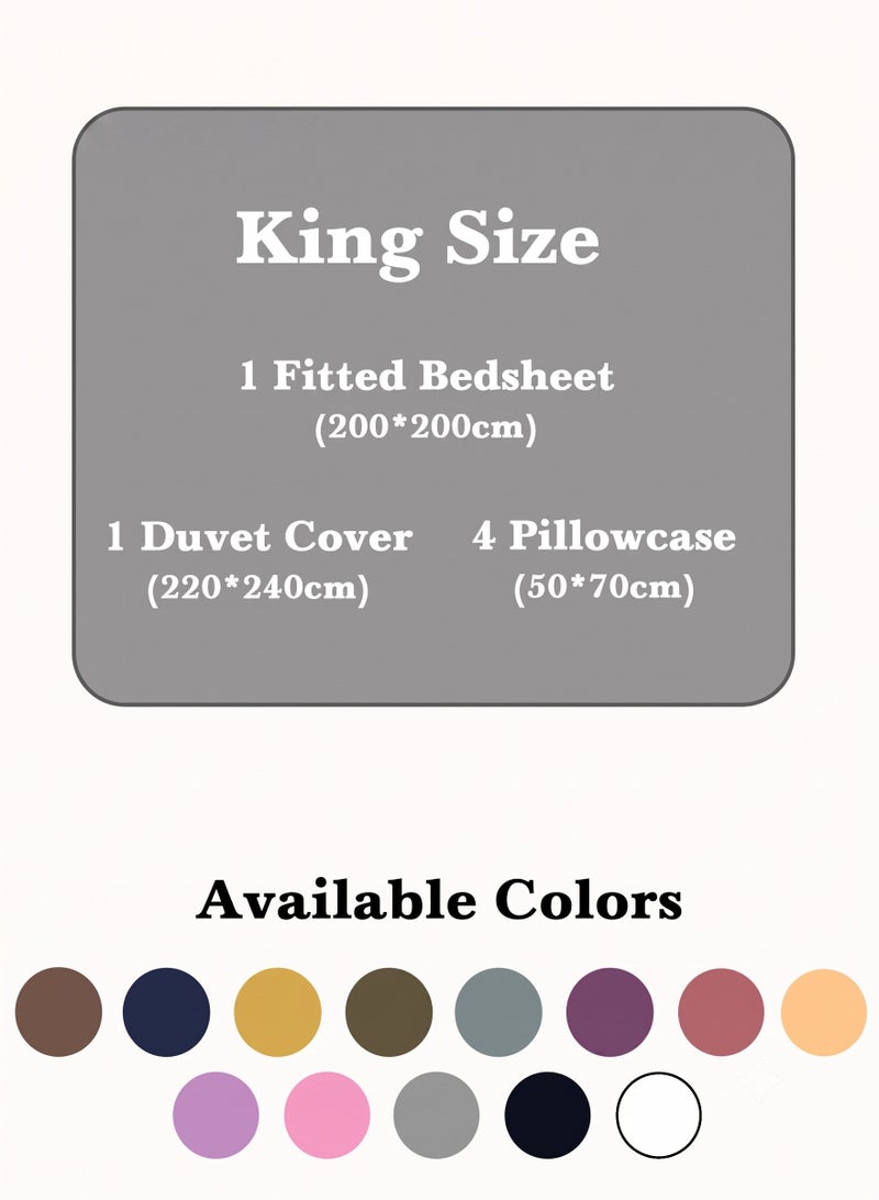 ZEESQUARE Premium 6-Piece Striped Duvet Cover Set King Size 220x240 cm, Luxury Bedding Set with Fitted Sheet 200x200 cm & 4 Pillowcases 50x70 cm, Ultra Soft Wrinkle Resistant All Season Bed Linen Set Black - Image 5
