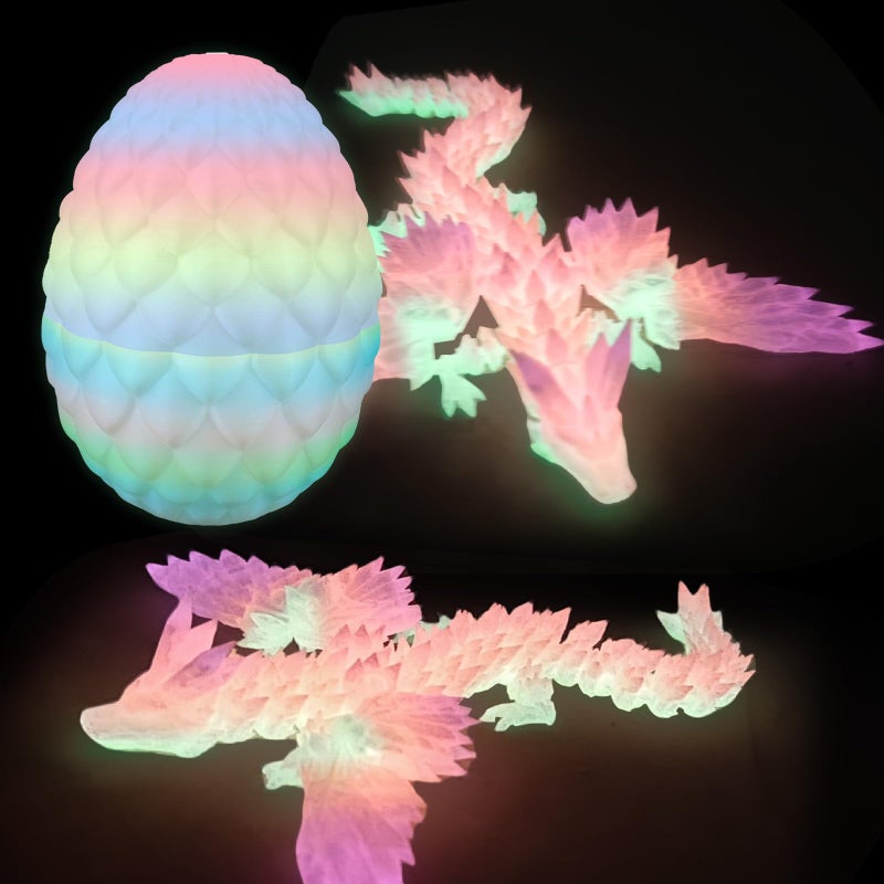 oyeftp 3D Printed Dragon Egg, 3D Printed Dragon with Wings Glow in The Dark, Toys Cool Dino Fidget Toy Animals Dinosaur Eggs Stocking Stuffers, Home Office Decor, Easter Basket Stuffers - Image 4