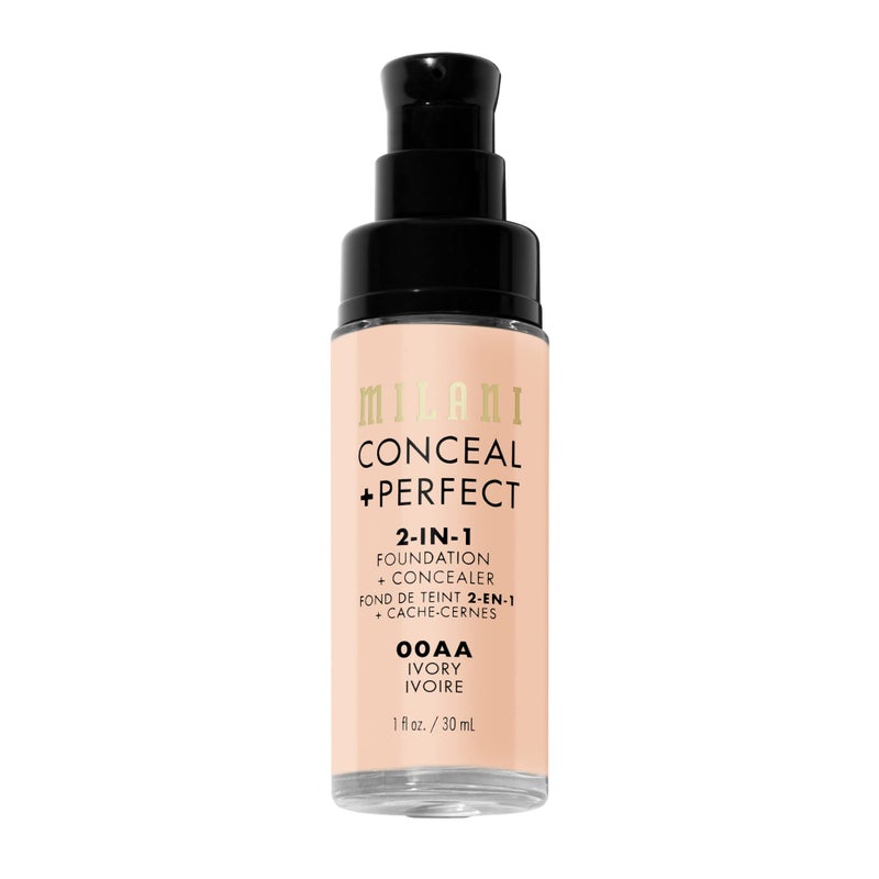 Milani Conceal + Perfect 2-in-1 Foundation + Concealer for a Flawless Complexion, Under Eye Corrector, Cover Redness and Imperfections, Waterproof and Sweatproof - Ivory - Image 3