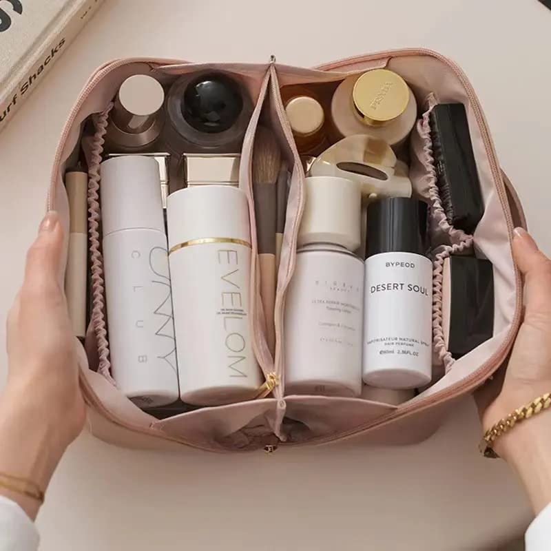 ALESSO Travel Makeup Bag Large Capacity Cosmetic Bag with Compartment Waterproof PU Leather Makeup Bag for Women and Girl Multicolor - Image 3