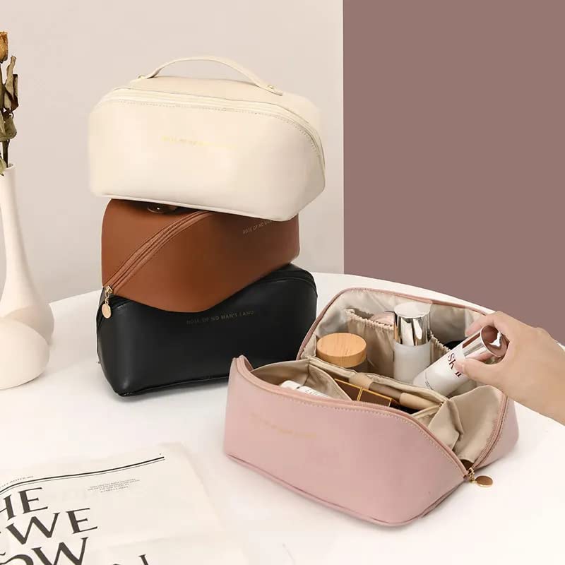 ALESSO Travel Makeup Bag Large Capacity Cosmetic Bag with Compartment Waterproof PU Leather Makeup Bag for Women and Girl Multicolor - Image 2