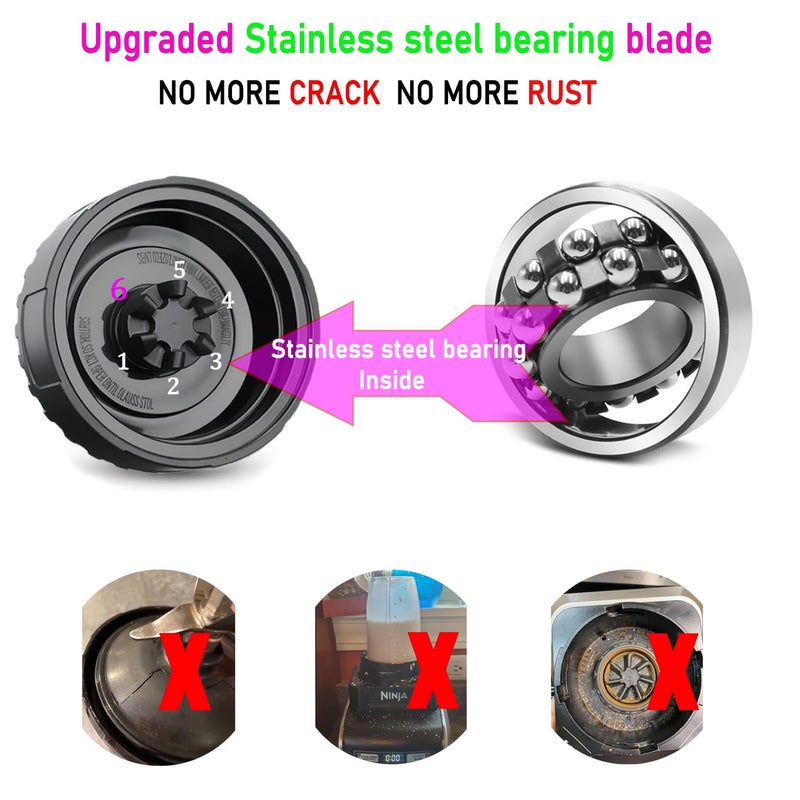 ABTER [UPGRADE] 6-Fin Male Blender Blade Replacement Parts for Nutri Ninja Blender BL660 BL770 BL780 BL740 .(Small 3.35inch Blade) - Image 5