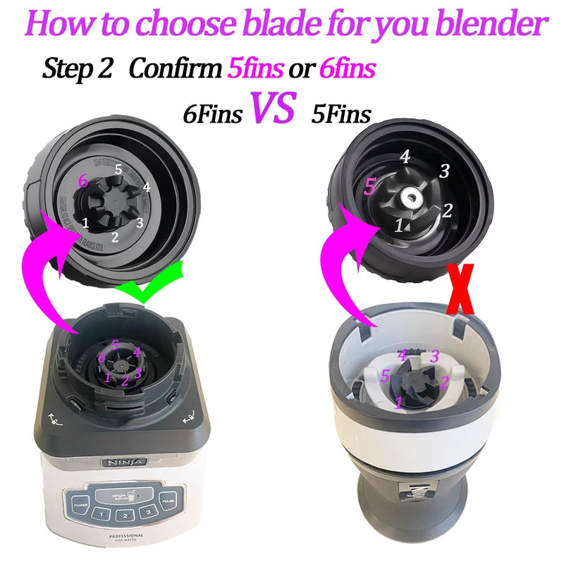 ABTER [UPGRADE] 6-Fin Male Blender Blade Replacement Parts for Nutri Ninja Blender BL660 BL770 BL780 BL740 .(Small 3.35inch Blade) - Image 4
