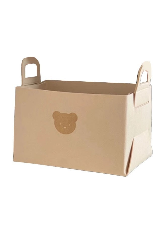 Foldable Multipurpose Storage Basket Cute Bear Design Ideal for Home Car Trunk Sturdy Felt Material Portable with Handles Perfect for Organizing Sundries in Sedan SUV - Image 1