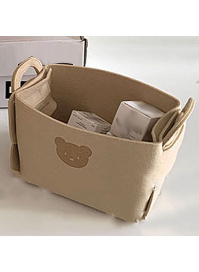 Foldable Multipurpose Storage Basket Cute Bear Design Ideal for Home Car Trunk Sturdy Felt Material Portable with Handles Perfect for Organizing Sundries in Sedan SUV - Image 4