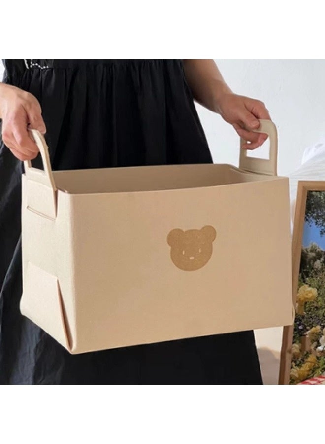 Foldable Multipurpose Storage Basket Cute Bear Design Ideal for Home Car Trunk Sturdy Felt Material Portable with Handles Perfect for Organizing Sundries in Sedan SUV - Image 3