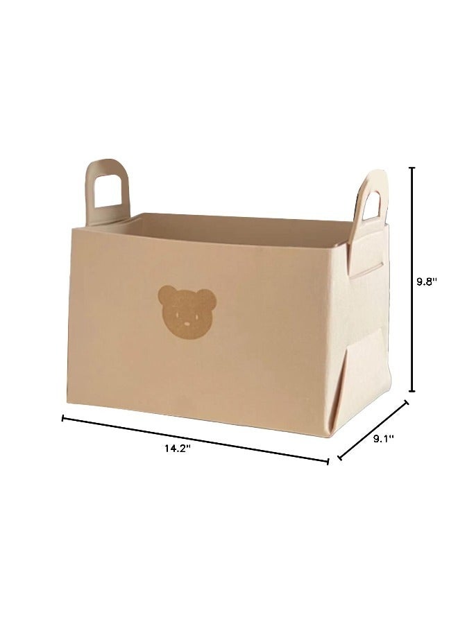 Foldable Multipurpose Storage Basket Cute Bear Design Ideal for Home Car Trunk Sturdy Felt Material Portable with Handles Perfect for Organizing Sundries in Sedan SUV - Image 2