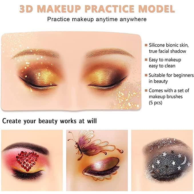 Elecsera Practicing Eyeshadow Silicone Face and Eye Makeup Practice Board 3 g Skin - Image 5