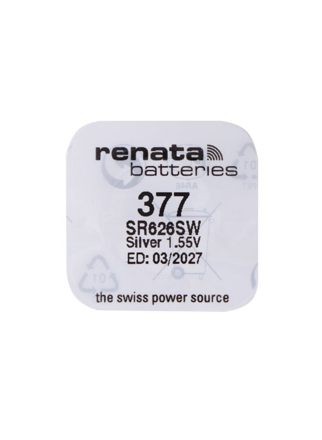 Renata wristwatch battery - Swiss made, 1.55V button cell, Renata Long Life Battery, Strap (1 pcs) R377-1, SR626SW - Image 2