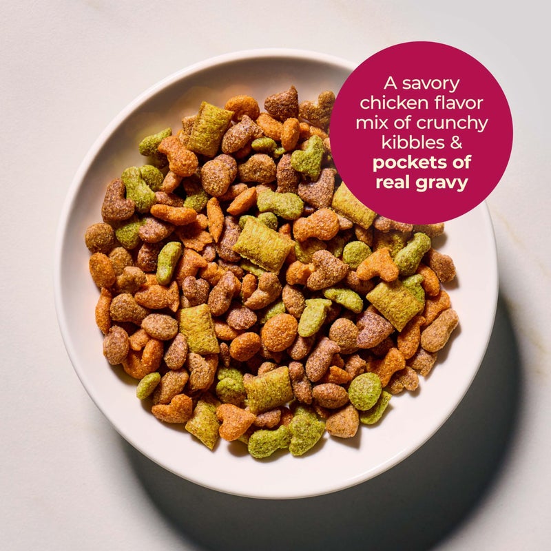 Meow Mix Gravy Bursts, Savory Chicken Flavor Mix, Gravy Filled Dry Cat Food, 3 lb. Bag - Image 2