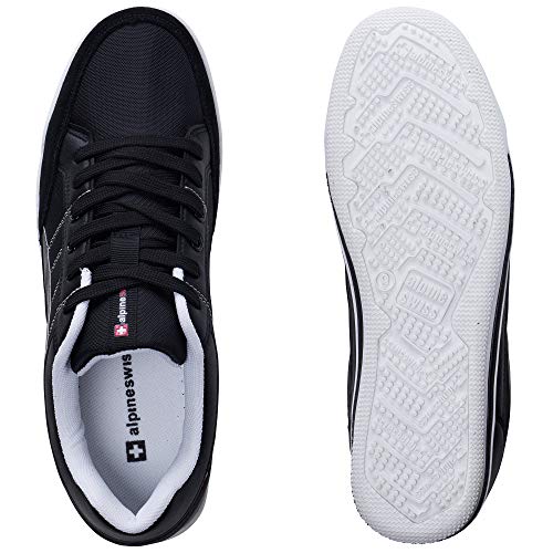 Alpine Swiss Men’s Retro Sneakers | Euro Vintage Inspired Low Top Shoes with Suede Trim | Stefan Fashion Sneakers | Streetwear Casual Tennis Shoes BLK 12 - Image 5