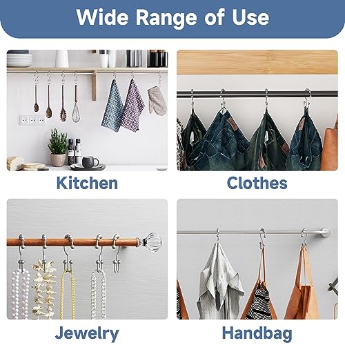 Titanker Shower Curtain Hooks Rings, Rust-Resistant Metal Double Glide Shower Hooks for Bathroom Shower Rods Curtains, Set of 12 Hooks - Space Silver - Image 5