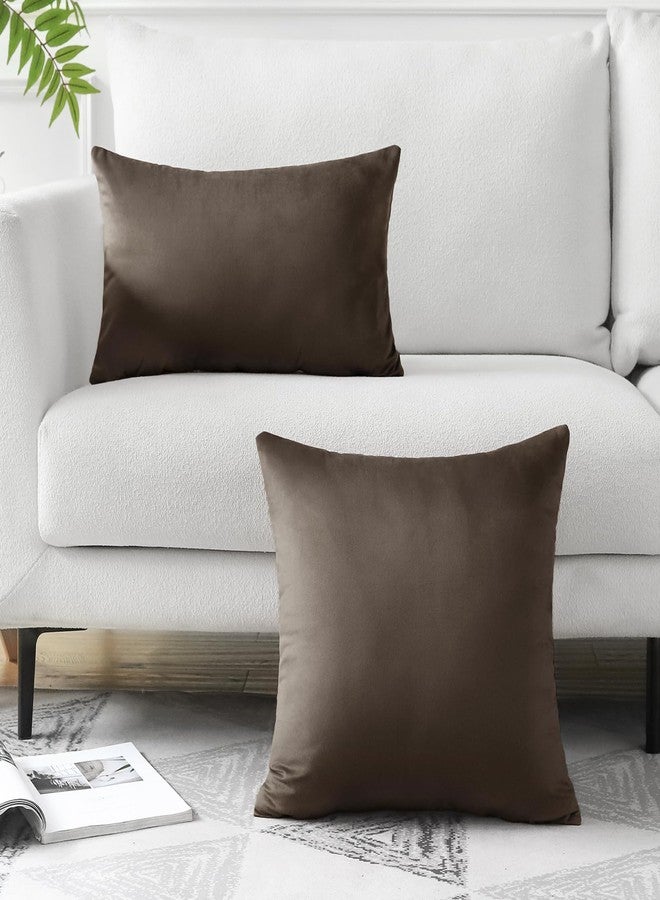 Artscope Luxury Velvet Pillow Covers Decorative Rectangle Pillowcases Soft Solid Cushion Cases for Couch Sofa Bedroom Car Decor 16x24 Inch Chocolate Brown - Image 4