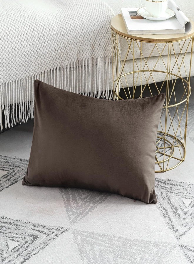 Artscope Luxury Velvet Pillow Covers Decorative Rectangle Pillowcases Soft Solid Cushion Cases for Couch Sofa Bedroom Car Decor 16x24 Inch Chocolate Brown - Image 2