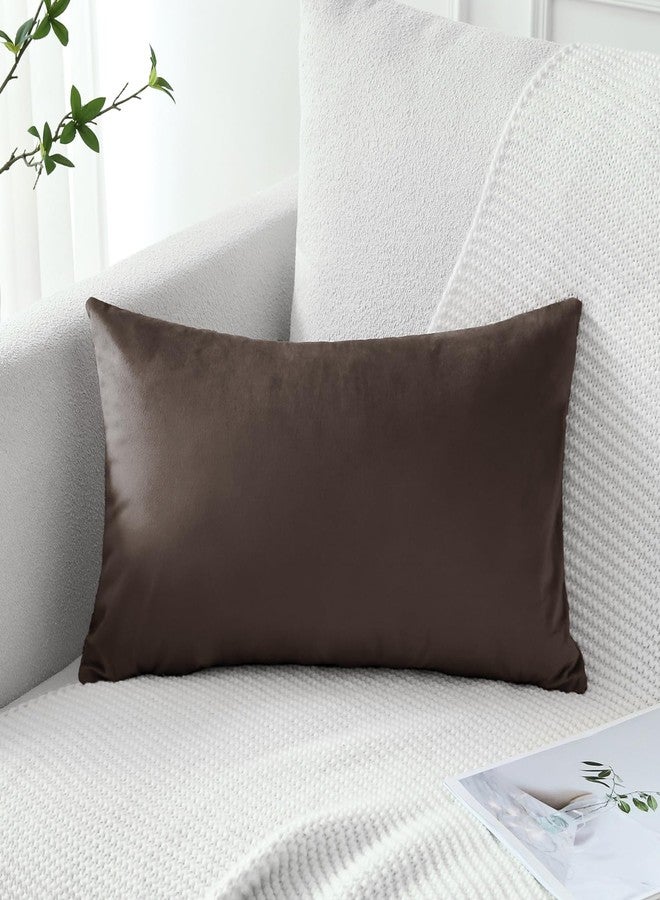 Artscope Luxury Velvet Pillow Covers Decorative Rectangle Pillowcases Soft Solid Cushion Cases for Couch Sofa Bedroom Car Decor 16x24 Inch Chocolate Brown - Image 1
