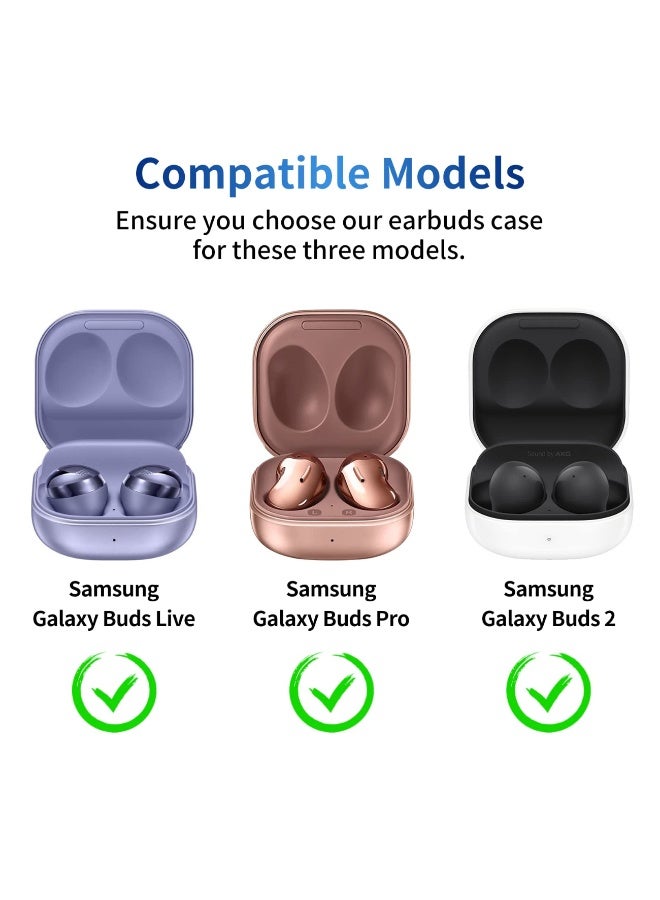 1pcs Silicone Case for Samsung Galaxy Buds 2 Pro Case (2022)/Galaxy Buds 2 Case (2021) /Galaxy Buds FE (2023)/Galaxy Buds Pro/Galaxy Buds Live TPU Protective Shockproof Anti-drop Scratch Resistant Case with Portable Hook - Image 2