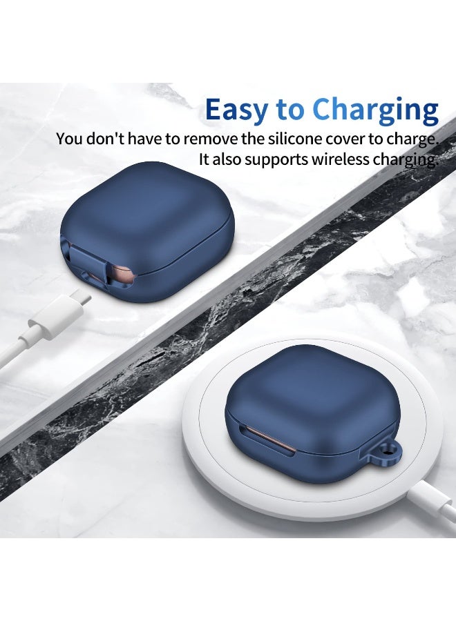 1pcs Silicone Case for Samsung Galaxy Buds 2 Pro Case (2022)/Galaxy Buds 2 Case (2021) /Galaxy Buds FE (2023)/Galaxy Buds Pro/Galaxy Buds Live TPU Protective Shockproof Anti-drop Scratch Resistant Case with Portable Hook - Image 4