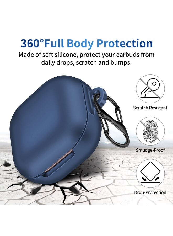 1pcs Silicone Case for Samsung Galaxy Buds 2 Pro Case (2022)/Galaxy Buds 2 Case (2021) /Galaxy Buds FE (2023)/Galaxy Buds Pro/Galaxy Buds Live TPU Protective Shockproof Anti-drop Scratch Resistant Case with Portable Hook - Image 3