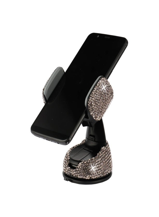 Amiss Universal Bling Cell Phone Holder, 360°Adjustable Car Phone Mount with One More Air Vent Base, Crystal Car Interior Decoration, for Windshield, Dashboard and Air Vent (Grey) - Image 1