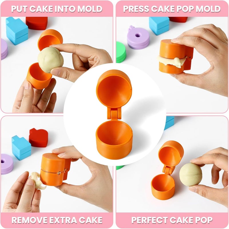 MITCHENIFY 2 PCS Round Cake Pop Mold Shapes Press Set, 3D Printed Sphere Circle Cake Pop Cutter and Pusher, Baking Tools Accessories for Home Baking, Birthday Parties, Wedding Desserts - Image 5