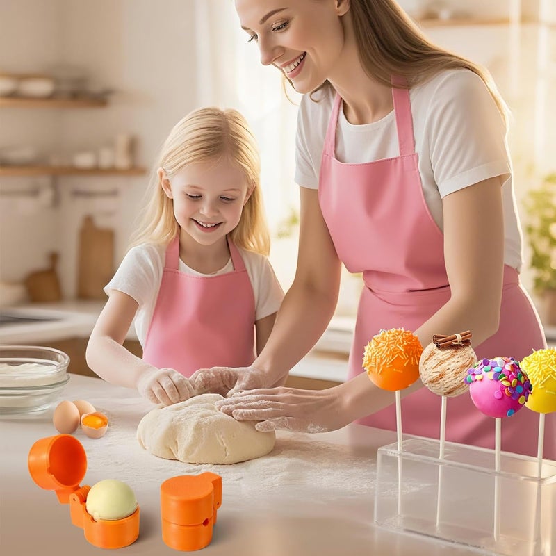 MITCHENIFY 2 PCS Round Cake Pop Mold Shapes Press Set, 3D Printed Sphere Circle Cake Pop Cutter and Pusher, Baking Tools Accessories for Home Baking, Birthday Parties, Wedding Desserts - Image 4