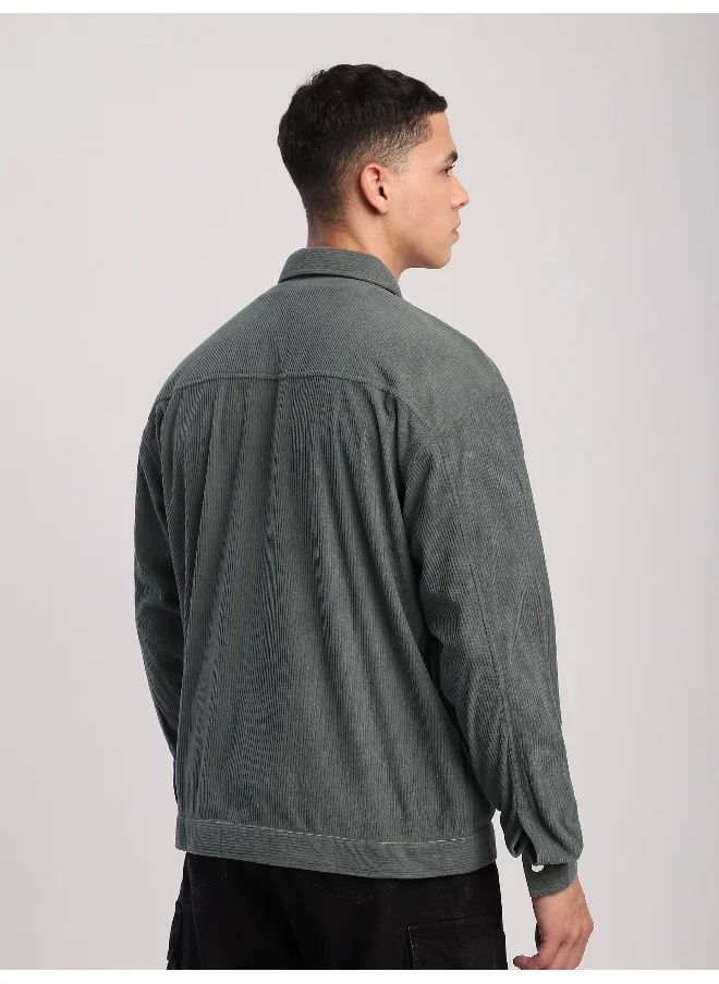 بيونغ Light Grey Corduroy Shacket