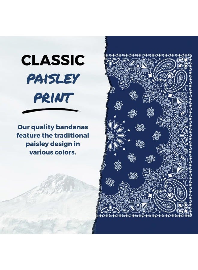 B53 100% Cotton Paisley Bandanas Made in the USA - Stylish Headband, Handkerchief, Scarf - 21 inch x 21 inch, Multicolor, 21 inches by 21 inches - Image 2