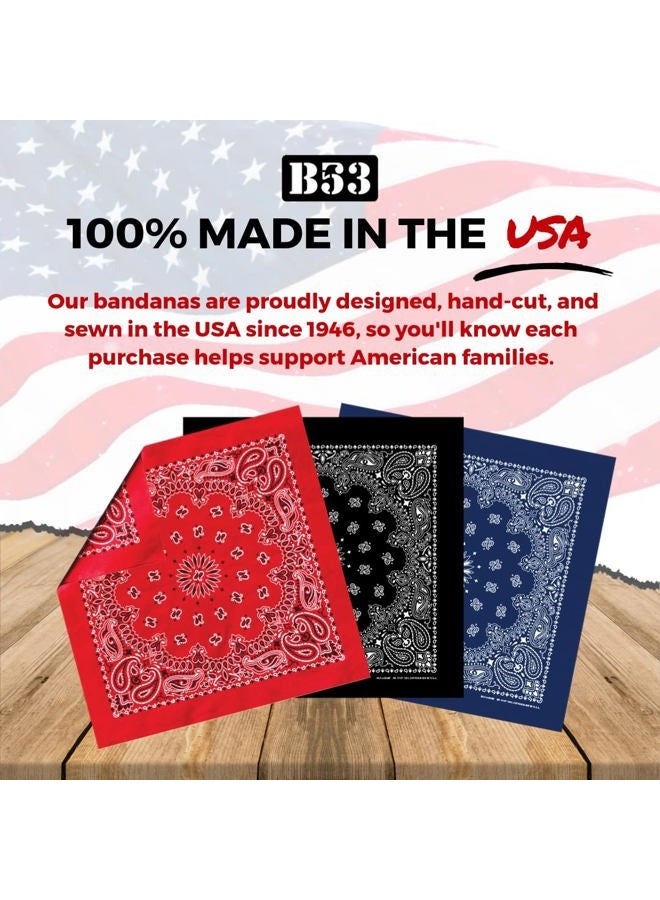 B53 100% Cotton Paisley Bandanas Made in the USA - Stylish Headband, Handkerchief, Scarf - 21 inch x 21 inch, Multicolor, 21 inches by 21 inches - Image 5