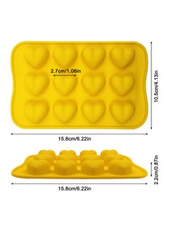 NQOOH Heart-Shaped Silicone Molds for Chocolate Candy and Jelly 3-Pack with 12 Cavities in Red Yellow and Green  - Image 4