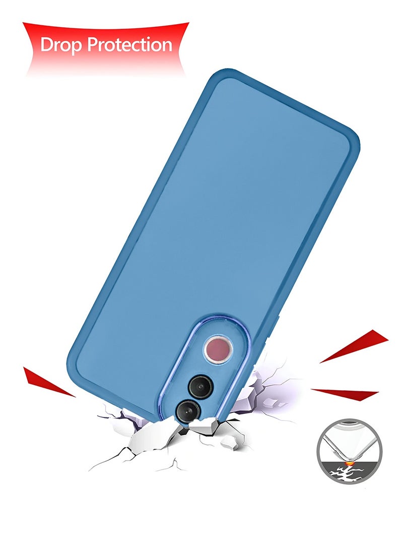 Wtech vivo V50 5G 2025 Soft Transparent TPU Silicone Ultra Thin Phone Stylish Electroplated Camera Border Back Case Cover - Blue - Image 3