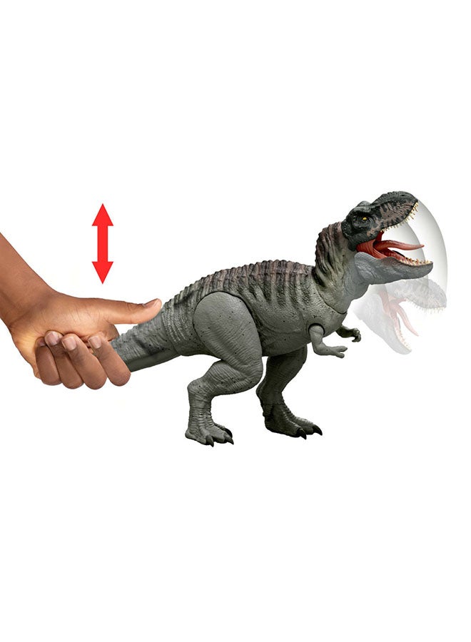 JURASSIC WORLD Mattel Rebirth Power Devour Tyrannosaurus Rex Dinosaur Figure With Tongue Activated Constant Chomp, Lights & Sounds, Digital Play  - Image 3